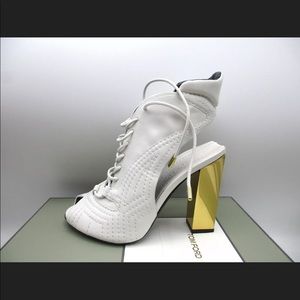 Tom Ford Ankle Booties Sandals Chunky Gold Heels 7